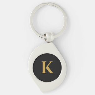 Luxus-Schwarz-Gold-Monogramm A Schlüsselanhänger