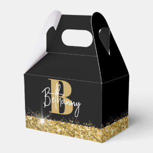 Luxus-Schwarz-Gold-Monogramm Anfangsname Geschenkschachtel