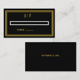 Luxus-Schwarz-Gold-Monogramm-Hochzeitsplatzkarte Platzkarte