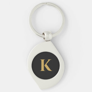 Luxus-Schwarz-Gold-Monogramm K Schlüsselanhänger