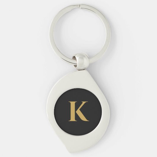 Luxus-Schwarz-Gold-Monogramm K Schlüsselanhänger (Vorderseite)