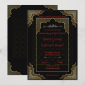Luxus Schwarz & Gold Muslim Termin vormerken Save The Date (Vorne/Hinten)
