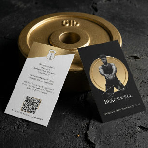 Luxus Schwarz Gold Personal Trainer Fitness Foto Visitenkarte