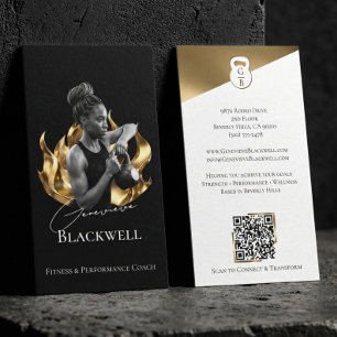 Luxus Schwarz Gold Personal Trainer Fitness Foto Visitenkarte