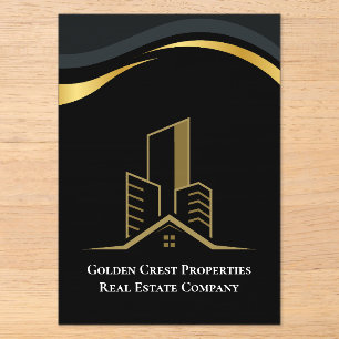 Luxus-Schwarz & Gold Personalisierte Immobilien Acryleinladungen