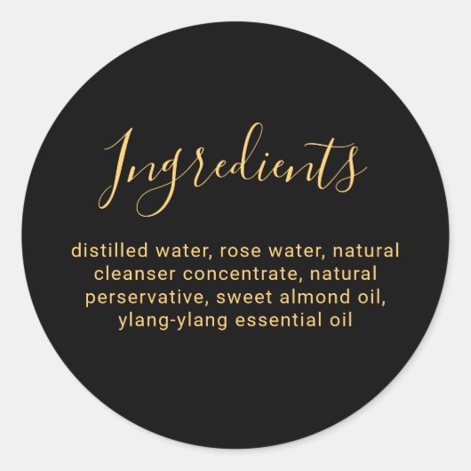 Luxus Schwarz-Gold-Schönheit-Liste Runder Aufkleber (Vorderseite)