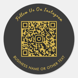 Luxus-Schwarz-Gold-Schrift Instagram-QR-Code Runder Aufkleber