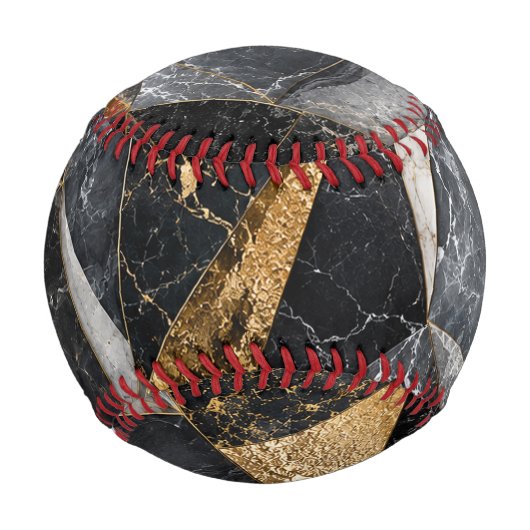 Luxus-Schwarz-Gold-Smaragd-Marmor Baseball (Rückseite)
