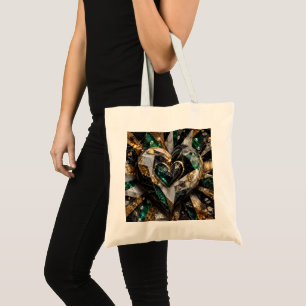 Luxus-Schwarz-Gold-Smaragd-Marmor-Diamant-Herz Tragetasche