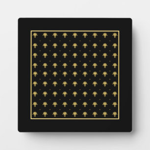 Luxus-Schwarz-Gold-Vintage-Damaskmuster Fotoplatte