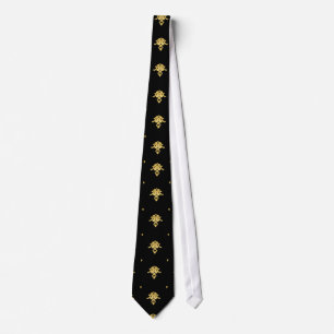 Luxus-Schwarz-Gold-Vintage-Damaskmuster Krawatte