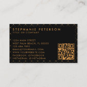 Luxus schwarz-goldene Firmenlogo-QR-Code Visitenkarte (Rückseite)