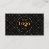 Luxus schwarz-goldene Firmenlogo-QR-Code Visitenkarte (Vorderseite)