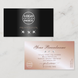 Luxus Schwarz Rosen Gold Funkelnde Diamanten Logo  Visitenkarte