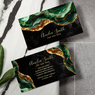 Luxus Schwarz & Smaragdgrün Marmor mit Gold Glitte Visitenkarte
