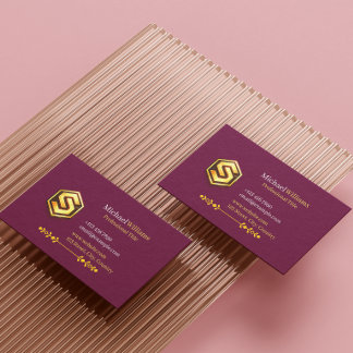 Luxus Schwarz und Gold Elegant mit Logo Geschäft C Visitenkarte