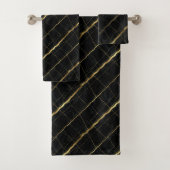 Luxus-Schwarz und Gold-Marmor Badhandtuch Set (Insitu)