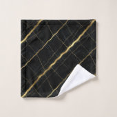 Luxus-Schwarz und Gold-Marmor Badhandtuch Set (Waschlappen)