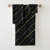 Luxus-Schwarz und Gold-Marmor Badhandtuch Set (Insitu)