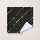 Luxus-Schwarz und Gold-Marmor Badhandtuch Set (Waschlappen)