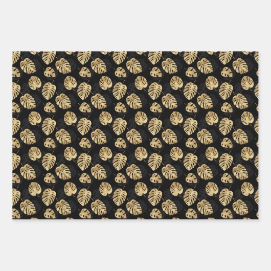 Luxus Schwarz und Gold Muster Exklusive Geschenke Geschenkpapier Set (Vorderseite 2)