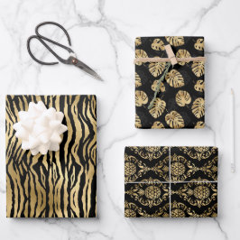 Luxus Schwarz und Gold Muster Exklusive Geschenke Geschenkpapier Set