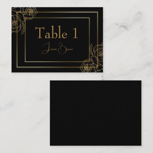 Luxus Schwarz und Gold Platzkarte (Vorne/Hinten)