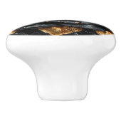 Luxus Schwarz und Gold Rose Keramikknauf (Seitenansicht)