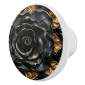 Luxus Schwarz und Gold Rose Keramikknauf (Rechts)