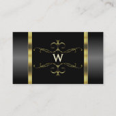 Luxus Schwarz und Gold Verziert Monogram Zierbild Visitenkarte (Vorderseite)