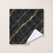Luxus-Schwarz und Goldmarmor Badhandtuch Set (Waschlappen)