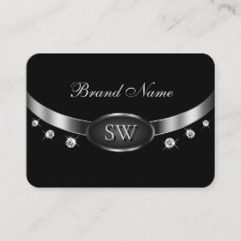 Luxus Schwarz und Silber mit Initials Rhinestones Visitenkarte
