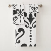 Luxus Schwarz und Weiß Personalisiert Badhandtuch Set (Insitu)