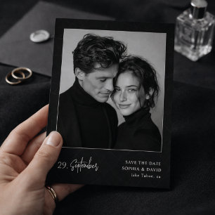 Luxus Schwarz-Weiß-Foto Minimalistische Hochzeit Save The Date