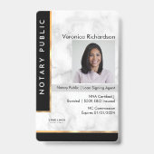 Luxus Schwarz-weiß Gold Marmor Beruflich Notar Ausweis (Vorderseite)