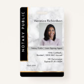 Luxus Schwarz-weiß Gold Marmor Beruflich Notar Ausweis (Vorderseite)