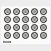 Luxus Schwarz-weiß Gold Stroke Scannable QR Code Runder Aufkleber (Blatt)