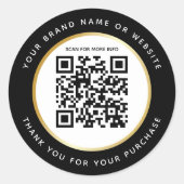Luxus Schwarz-weiß Gold Stroke Scannable QR Code Runder Aufkleber (Vorderseite)