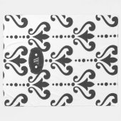 Luxus Schwarz-Weiß-Monogramm-Damast Fleecedecke (Vorderseite (Horizontal))