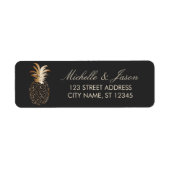 Luxus Schwarze Gold-Ananas Hochzeit Rücksendeadres (Vorne)