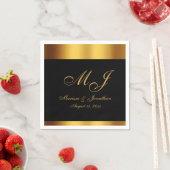 Luxus-Schwarze-Gold-Kalligrafie-Monogramm-Hochzeit Serviette (Beispiel)
