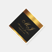 Luxus-Schwarze-Gold-Kalligrafie-Monogramm-Hochzeit Serviette (Ecke)