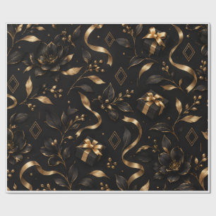Luxus-Schwarze & Goldene Blumengeschenkverpackung Geschenkpapier