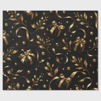 Luxus-Schwarze & Goldene Blumengeschenkverpackung Geschenkpapier