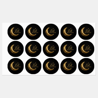 Luxus-Schwarze & Goldene Eid Mubarak Aufkleber – E
