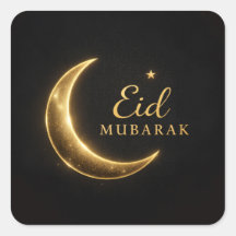 Luxus-Schwarze & Goldene Eid Mubarak Aufkleber– El