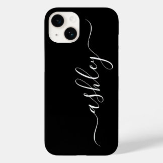 Luxus schwarze Handytasche mit individuellem Namen Case-Mate iPhone 14 Hülle