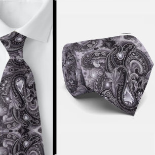 Luxus-Schwarze-Lavendel-Paisley-Diamant-Halsband Krawatte