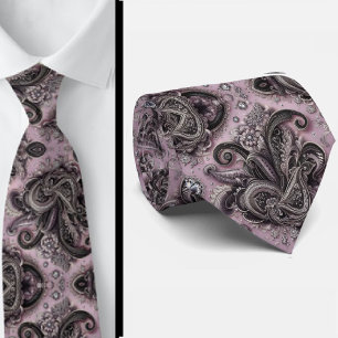 Luxus-Schwarze-Lavendel-Paisley-Diamant-Halsband Krawatte