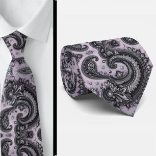Luxus-Schwarze-Lavendel-Paisley-Diamant-Halskrawat Krawatte